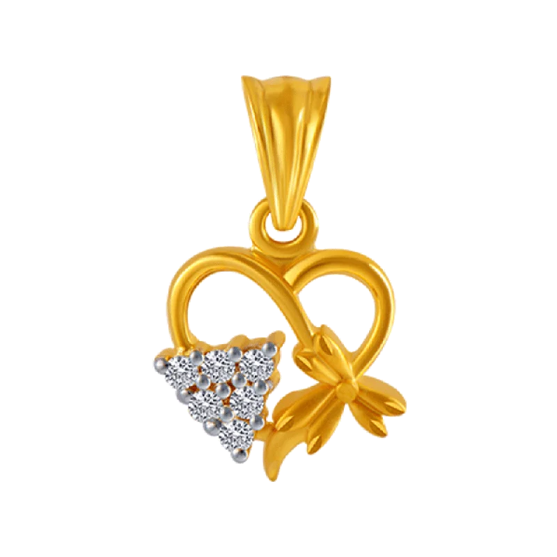 14KT (585) Yellow Gold And American Diamond Pendant For Women