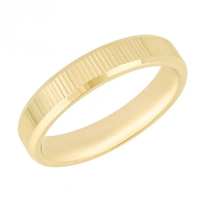 Ridged Textured 9ct Yellow Gold Ring GR615