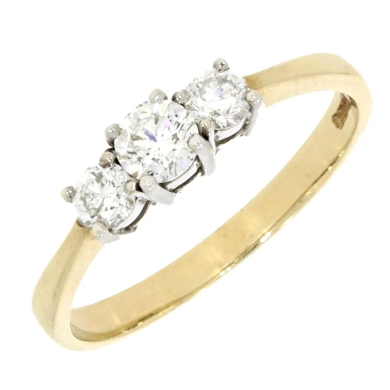 9ct Yellow Gold 0.56ct Diamond Graduated Trilogy Ring