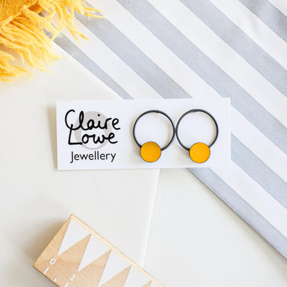 Yellow Double Circle Studs