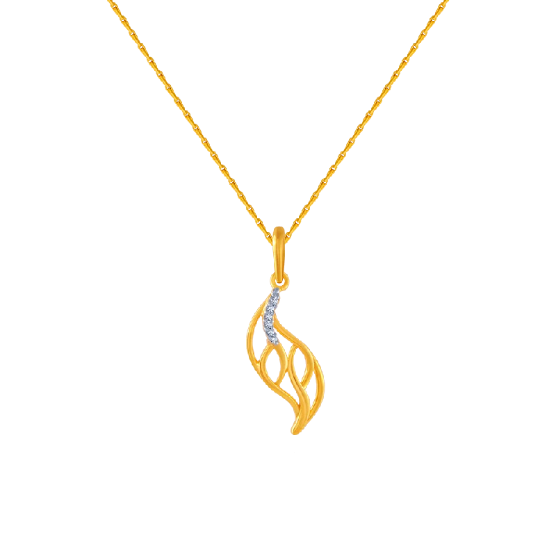 14KT (585) Yellow Gold And American Diamond Pendant For Women