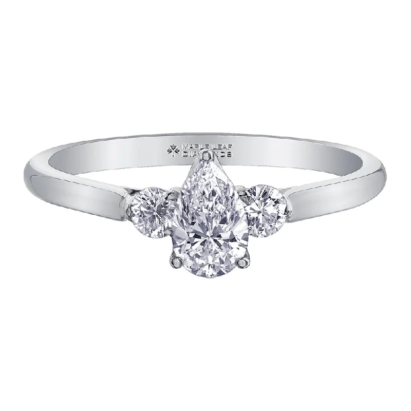 Pear-Shaped Canadian Diamond Three-Stone Ring