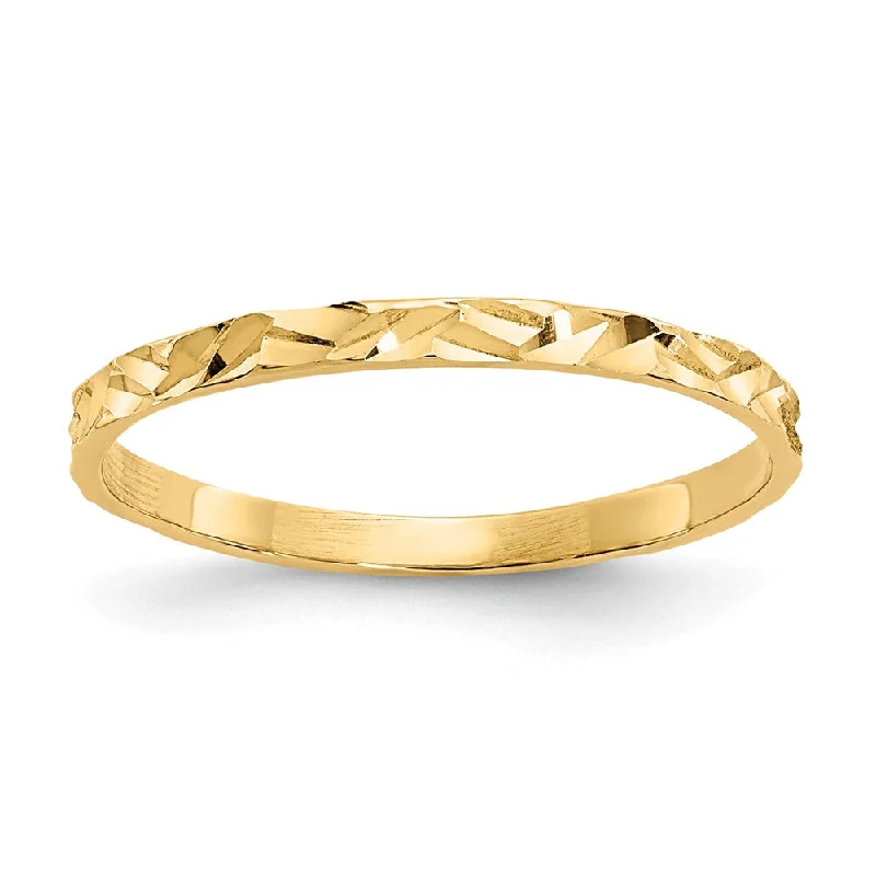 10k Yellow Gold Diamond-cut Zig-Zag Design Band Childs Ring