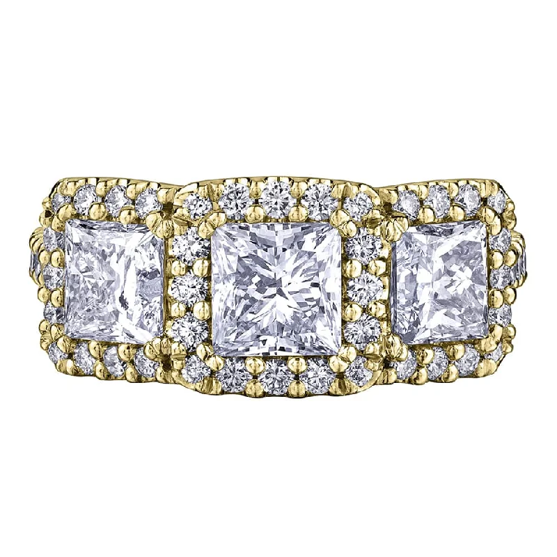 Three-Stone Canadian Princess Cut Diamond Ring