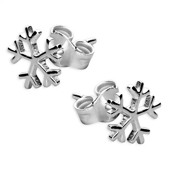 Sterling Silver Small Snowflake Stud Earrings