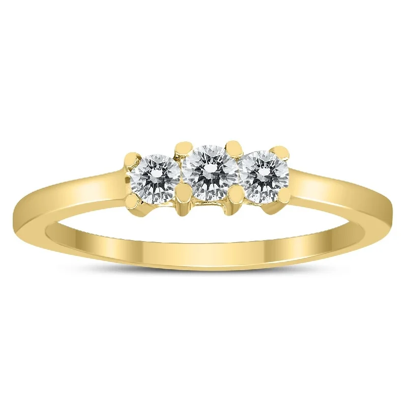 Marquee Certified 1/4 Carat TW Three Stone Diamond Ring in 10K Yellow Gold