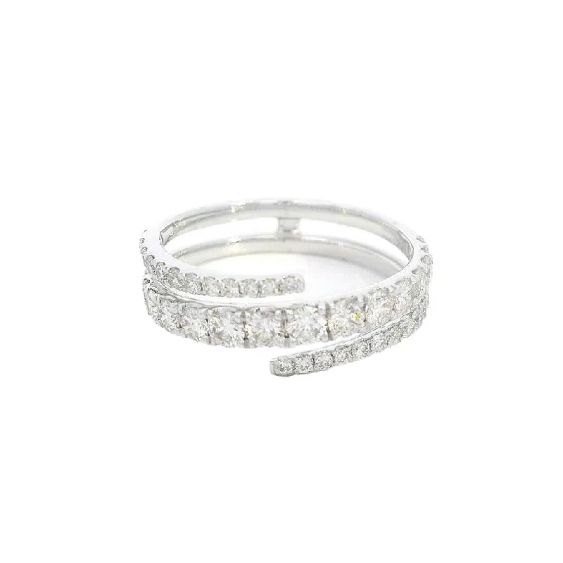 14K White Gold Bypass Natural Diamonds Ring