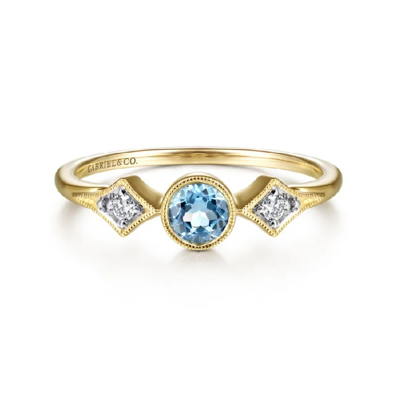 Swiss Blue Topaz and Diamond Ring