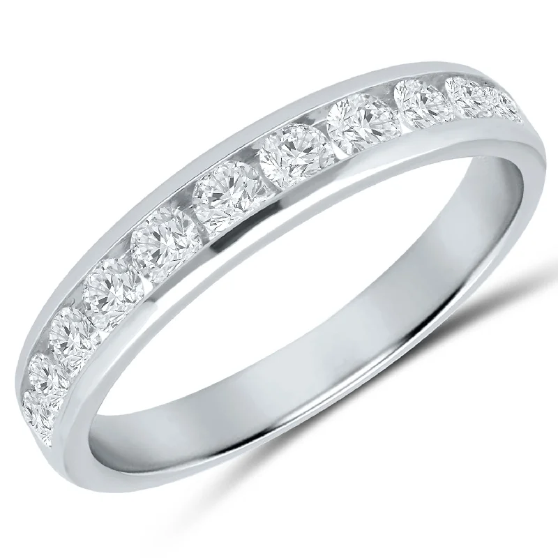 White gold diamond channel-set anniversary band, 0.75ctw