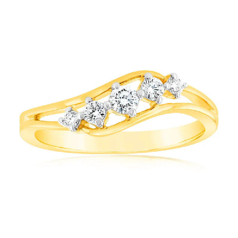 9ct Yellow Gold Luminesce Lab Grown 1/4 Carat Diamond Ring