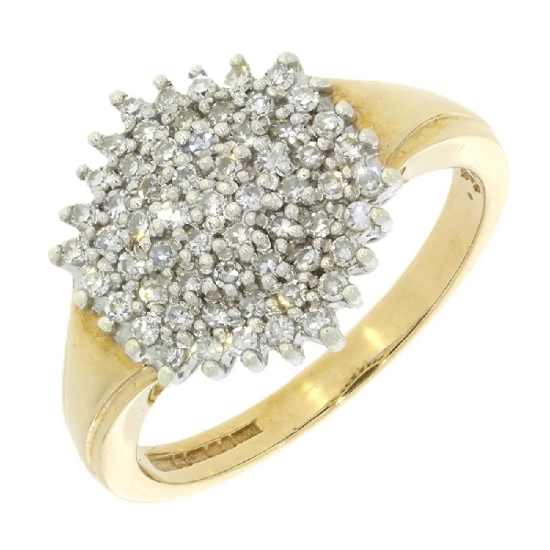 Pre Owned 9ct Yellow Gold 0.35cts Diamond Cluster Ring