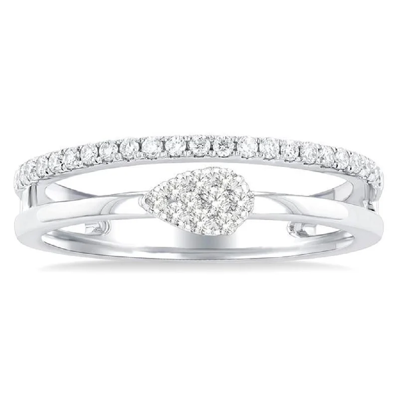 10K White Gold Stackable Natural Diamonds Ring