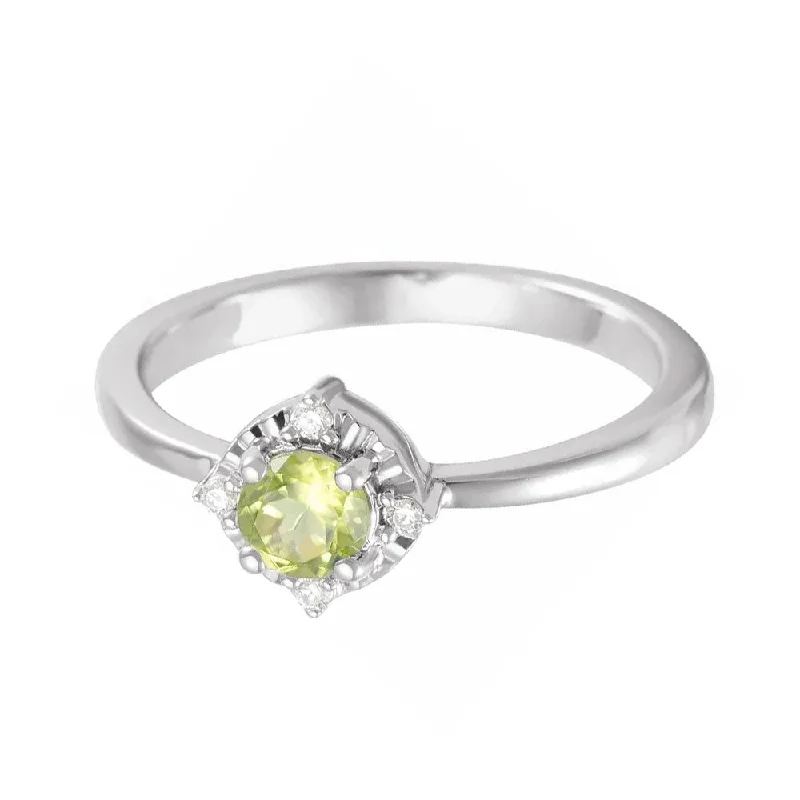 Peridot Ring with Diamonds