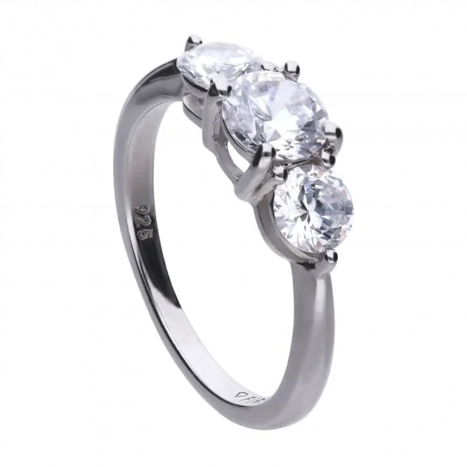 Diamonfire Silver White Zirconia Centre Stone Ring R3657