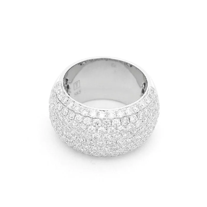 14K White Gold Wide Pavé Natural Diamond Band