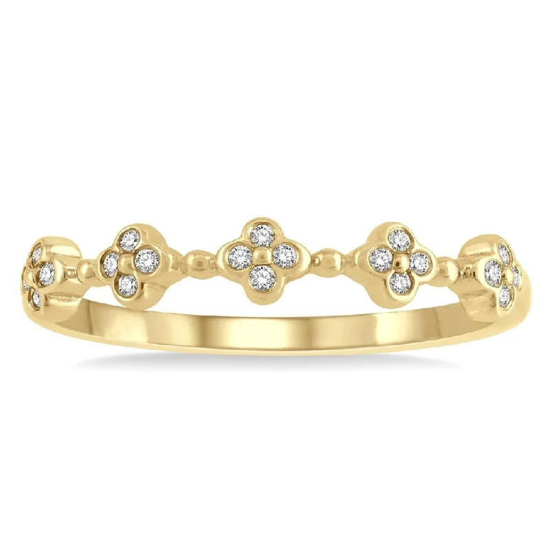 10K Yellow Gold Stackable Clover Diamond Ring