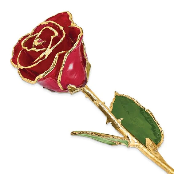 Red Rose with Gold Trim