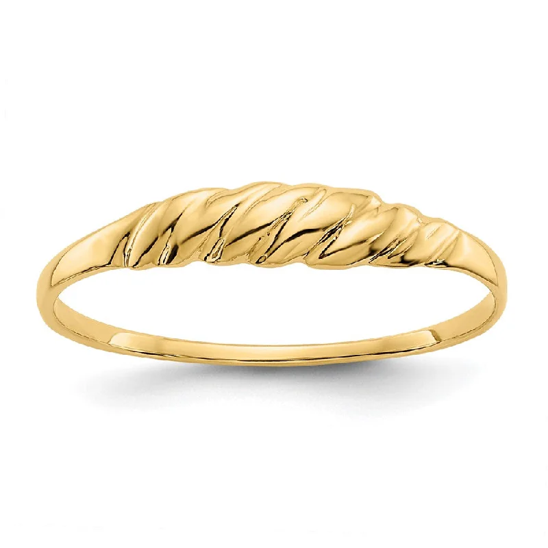 10k Yellow Gold Textured Ridged Dome Ring