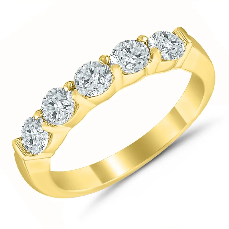 Yellow gold diamond anniversary band, 0.98ctw