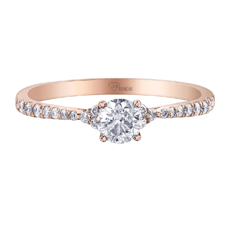 Rose Gold and Canadian Round Diamond Solitaire Ring