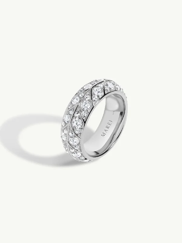 Palmyra Eternity Band With Brilliant White Diamond In 18K White Gold, 8mm