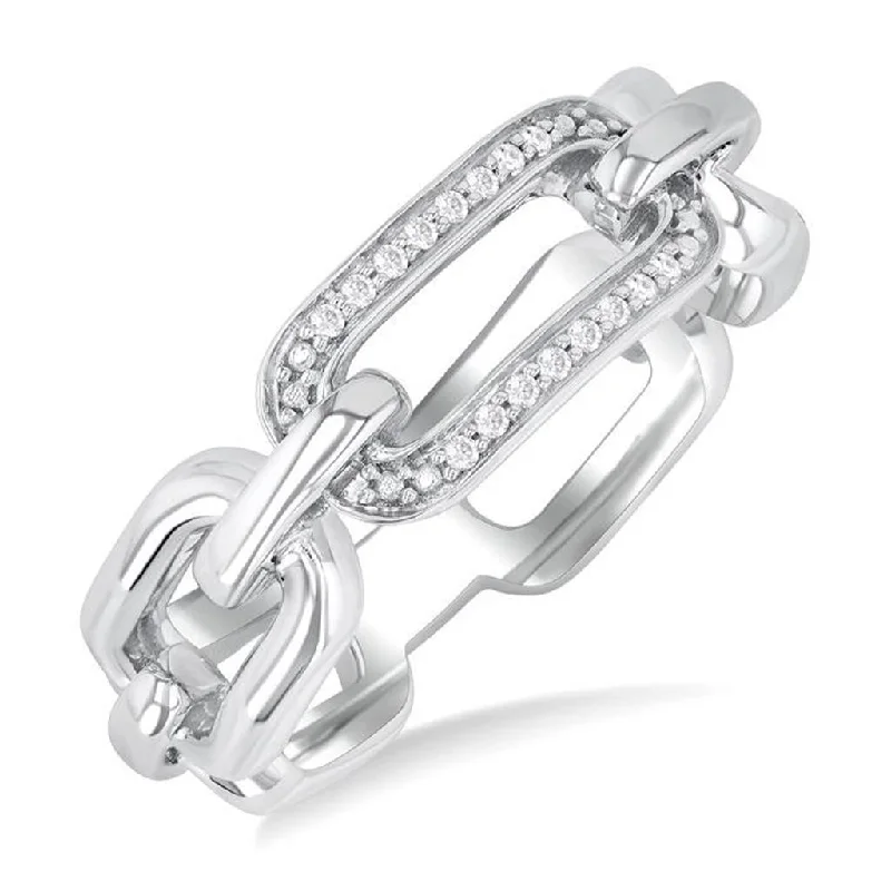 Sterling Silver Contemporary Natural Diamonds Ring