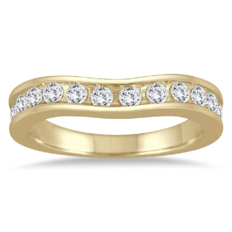 1 Carat TW Diamond Channel Set Curved Band in 14K Yellow Gold