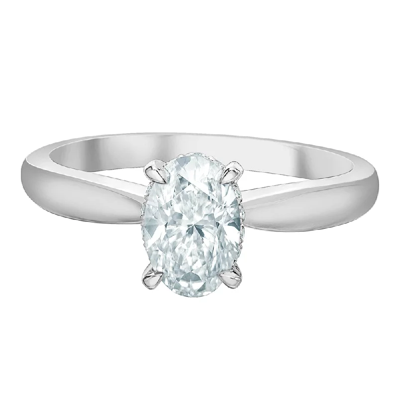 Oval Canadian Diamond Ring with Tapered Band