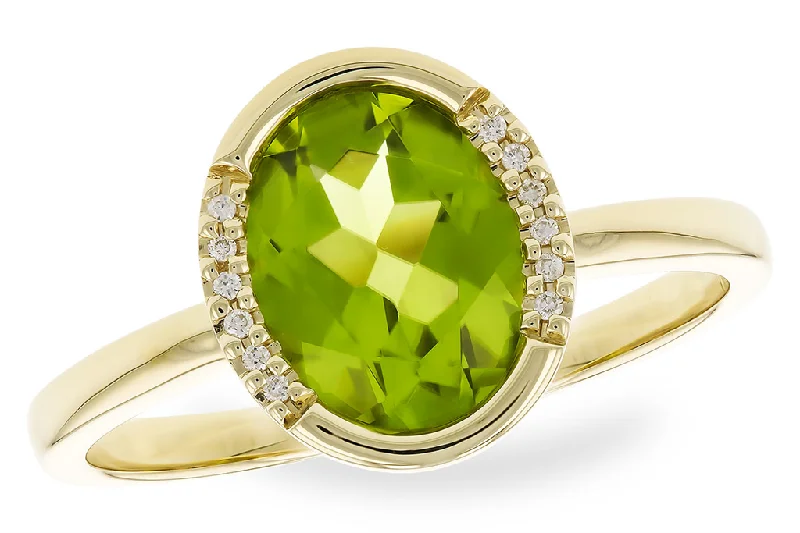 14K Yellow Gold Peridot Halo Ring