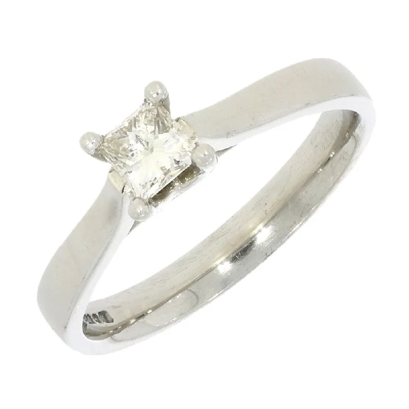 Palladium 0.35ct Solitaire Ring Princess Cut Diamond