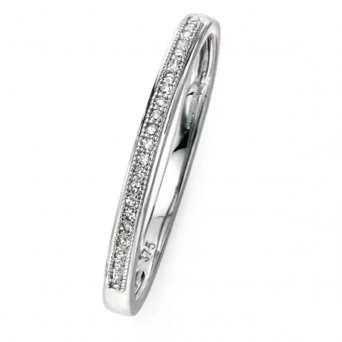 Elements 9ct White Gold Pave Set Diamond Ring GR512