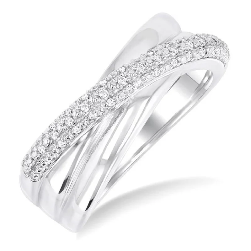 Sterling Silver Bypass Diamond Ring