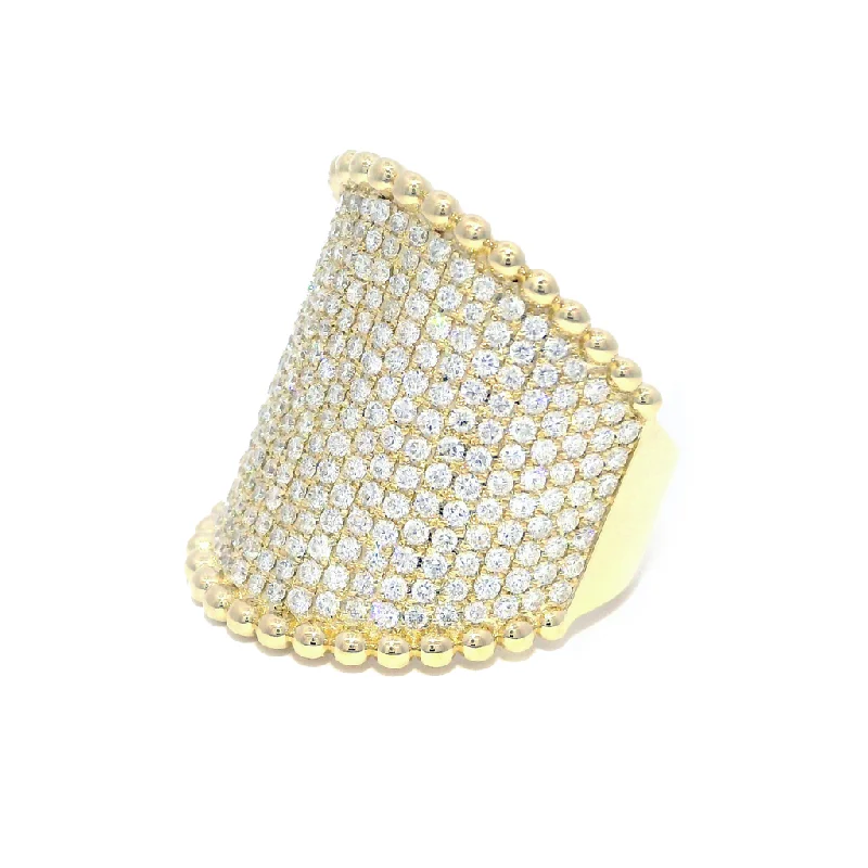 14K Yellow Gold Wide Band Diamond Ring