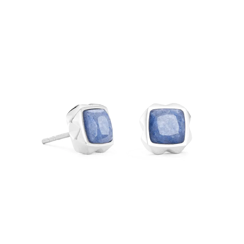 Coeur De Lion Silver Blue Square Stud Earrings