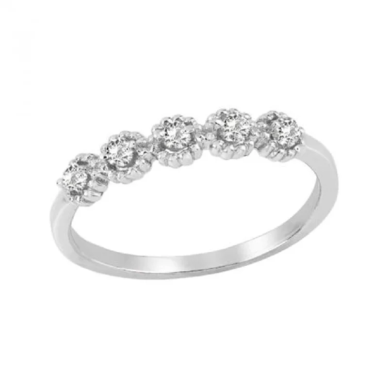 14K White Gold Diamond Stackable Ring