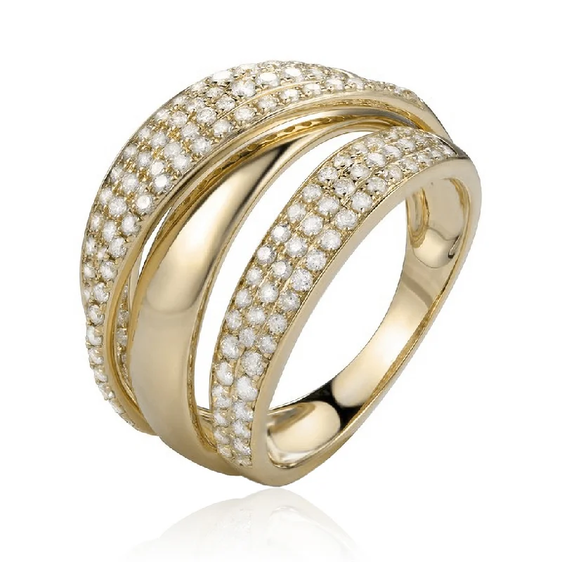 14K Yellow Gold Twisted Diamond Ring