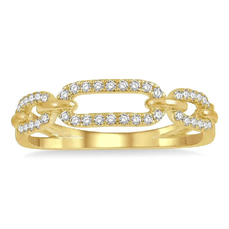 14K Yellow Gold Paperclip Stackable Diamond Ring