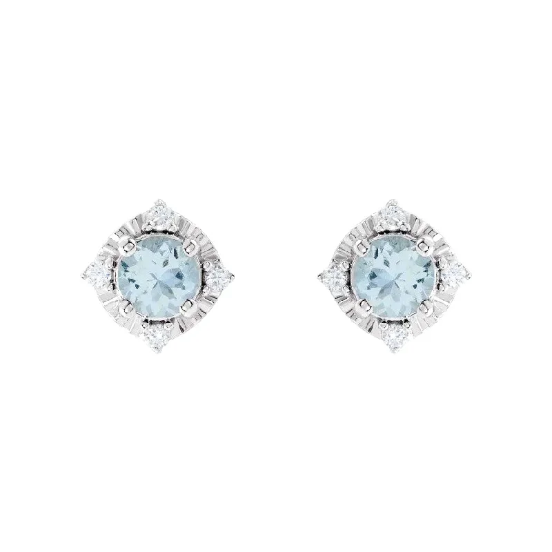 Aquamarine Earrings with Diamonds