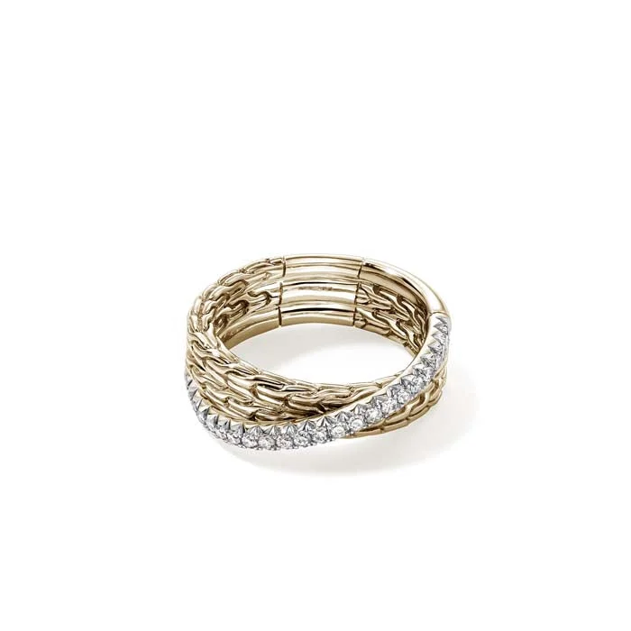 John Hardy .35CTW Diamond Essential Pavé Crossover Ring in 14K Yellow Gold