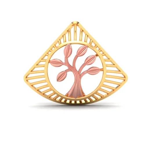 14k Triangle Shape Gold Pendant With A Tree From Amazea Collection