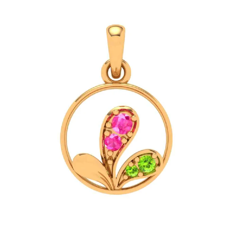 14k Gemstone Studded Adorable Gold Pendant For You