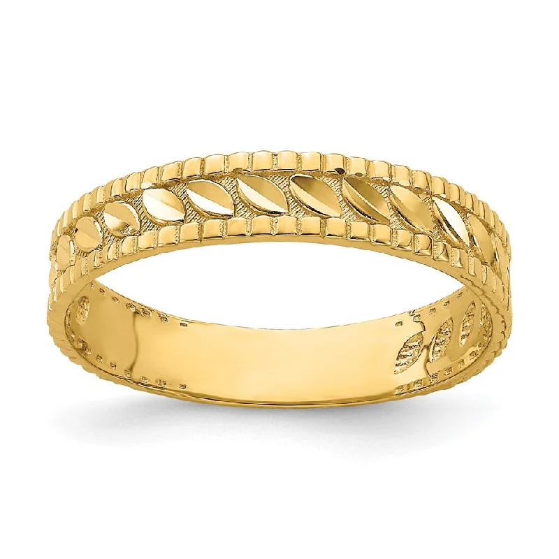 14k Yellow Gold D/C Leaf Engraved Thumb Ring (size 9)