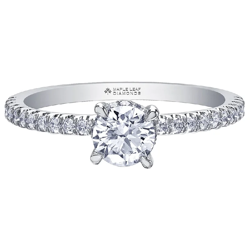 Round Canadian Diamond Solitaire Ring with Hidden Halo