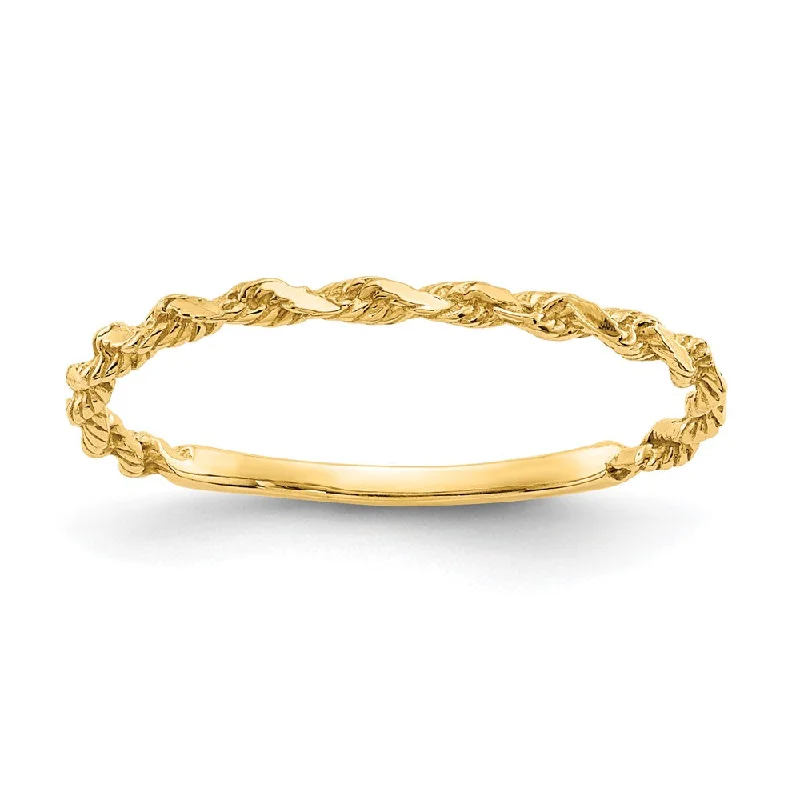 10k Yellow Gold Diamond-cut Textured Rope Band Ring