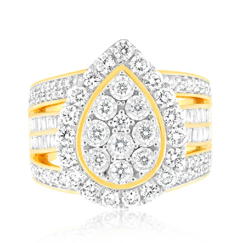 Luminesce Lab Grown 2 Carat Diamond Ring in 9ct Yellow Gold