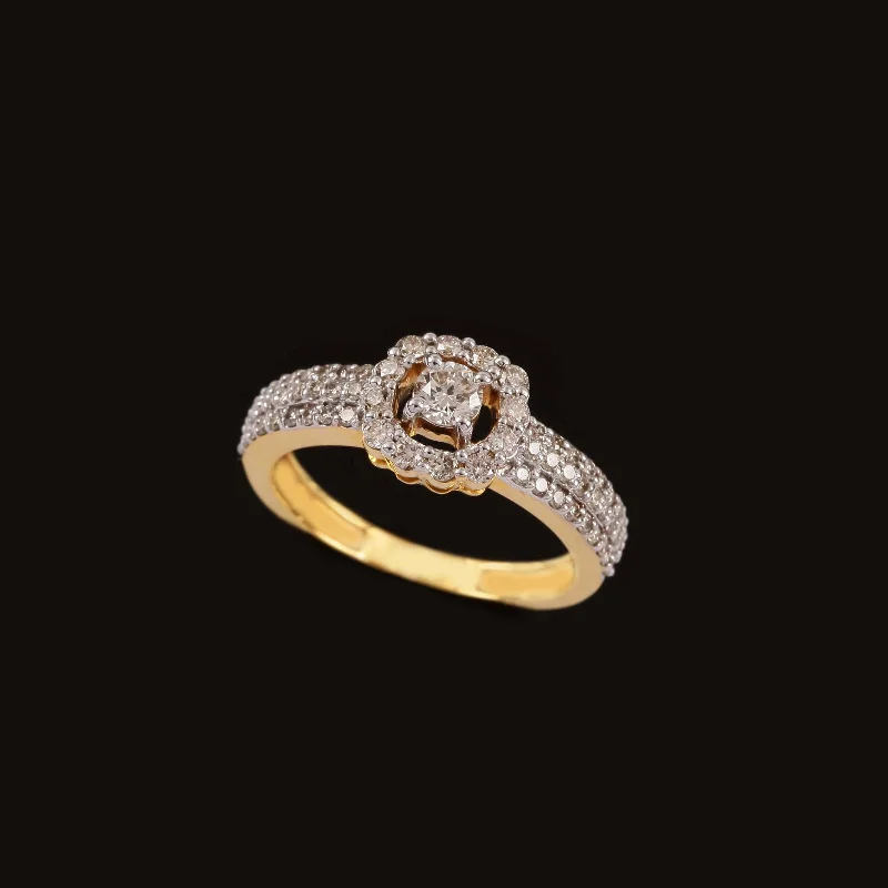 14K YG Cluster Diamond Ring-1pc