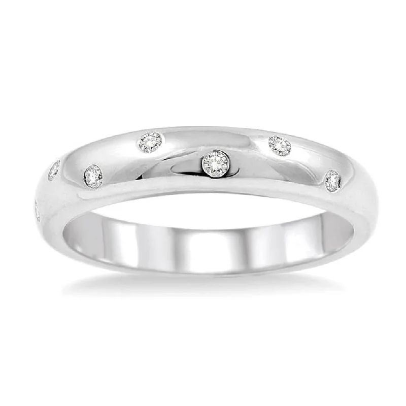 Sterling Silver Flush Set Stackable Diamond Ring