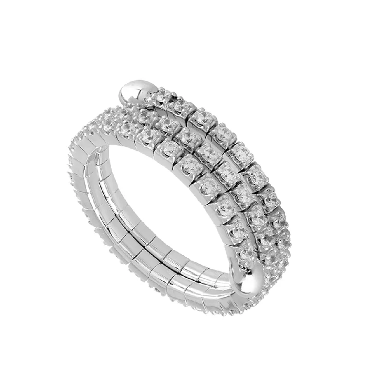 Titanium And 14K White Gold Diamond Flexi Ring