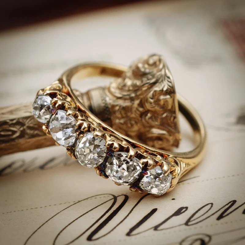 Mmmmarvellously Majestic Antique Victorian Diamond Five-Stone Ring