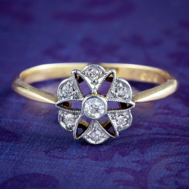 Antique Edwardian Diamond Daisy Cluster Ring